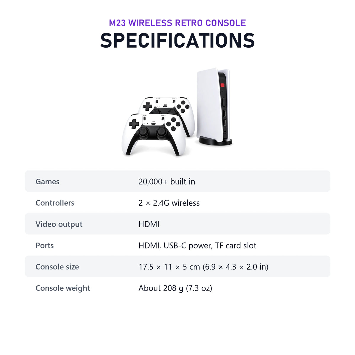 M23 Wireless Retro Console specifications
