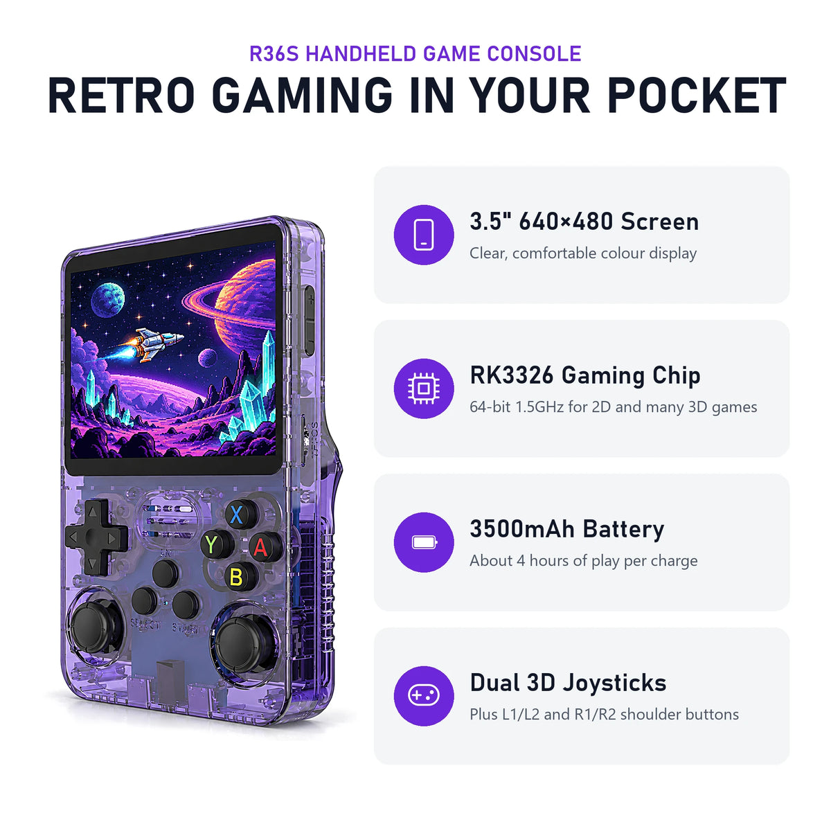 R36S handheld game console key features