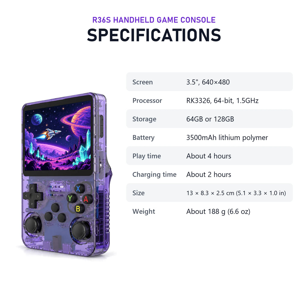 R36S handheld game console specifications