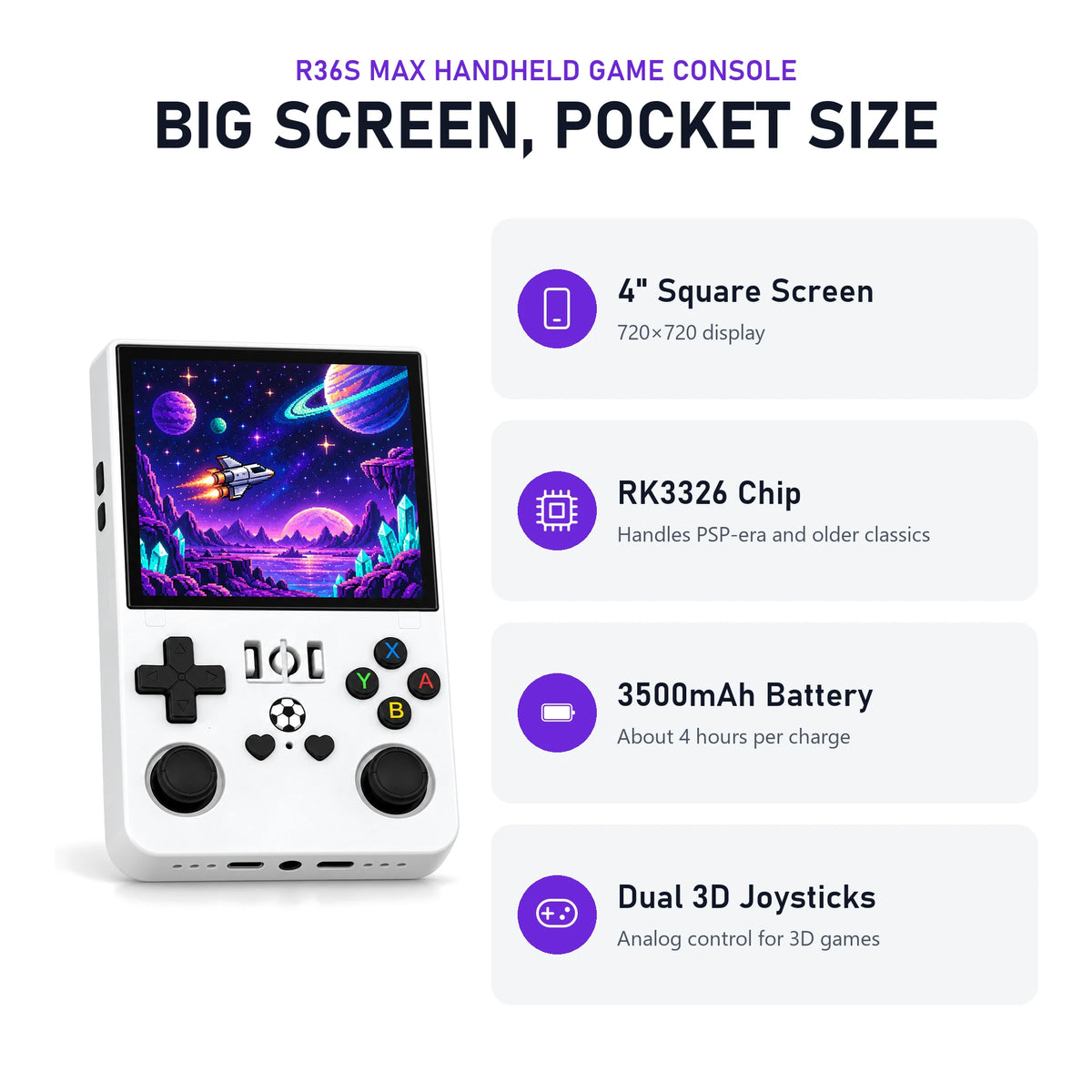 R36S MAX Handheld Game Console key features