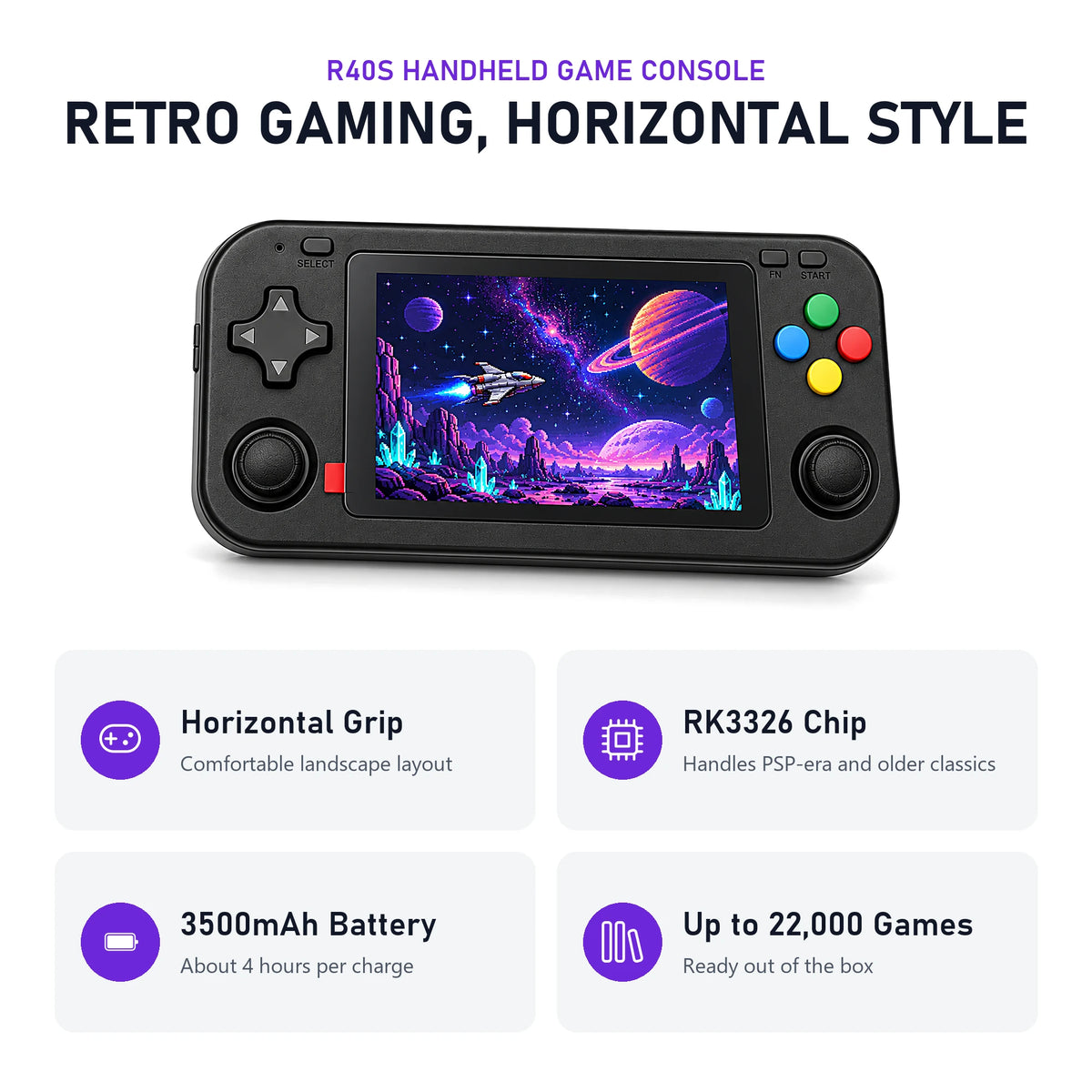 R40S Handheld Game Console key features