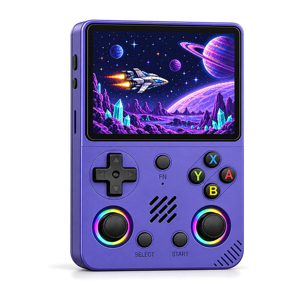 RG36 PRO Retro Handheld Game Console – RGB Light Joysticks, RK3326, 3500mAh, Metallic Purple